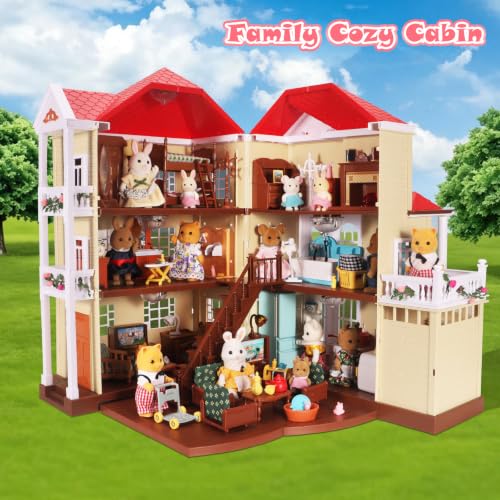 BananMelonBM Kid Toys Family Cozy Cabin Country Home Playset