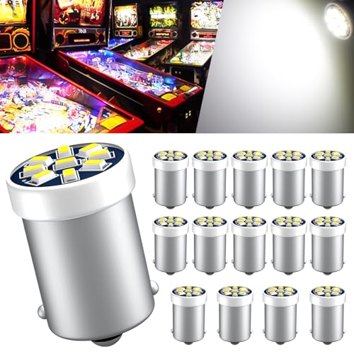 Qasim GE44 47 1893 BA9S Led Bulb Pinball Machine Light AC 6V 6.3V - color: White