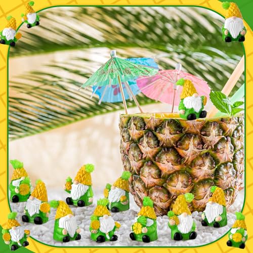 Wesiti 40 Pcs Christmas Pineapple Gnomes Mini Resin Figurine Miniature Resin Statues Tiny Gnomes Figurine for Table Decor Indoor Outdoor Home Garden Plant Pot - style: Pineapple