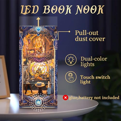 3D Puzzles Book Nook Kit, DIY Miniature Book Nook Kit Creative Decorative with LED Lights Bookend Bookshelf Insert for Adults Teens-Star Map Secrets(SQ -35) - color: Star Map Secrets