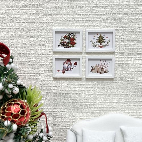 Miniature Dollhouse Accessories Christmas, Mini Wall Art, 1/12 Scale Accessories, Dollhouse Miniatures, 8 Pieces - style: No. 3