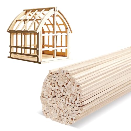 150 Pcs Balsa Wood Sticks 1/8 x 1/8 x 12 Inch balsa Wood Strips Hardwood Square Dowels balsa,Craft DIY Supplies Square Wooden dowels - color: 150 Pcs Balsa Wood Sticks 3mm