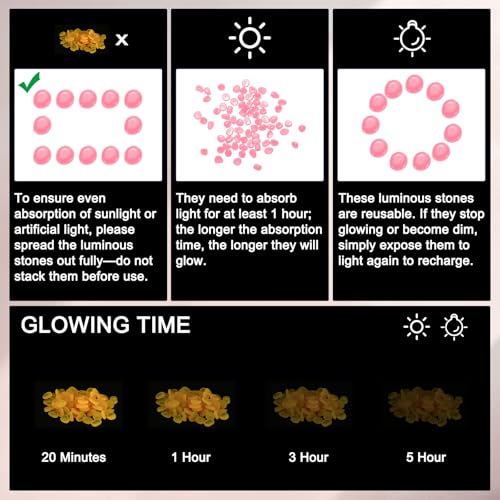 M METERXITY 1000-Pack Glow in The Dark Rocks, 0.43" Resin Outdoor Garden Decorations Luminous Pebbles Stones for Garden Plants/Aquarium/Backyard Path, Aquarium Gravel [Pink] - color: Pink