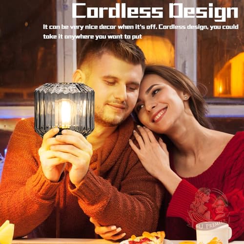 MJ PREMIER Battery Operated Lamp, Small Cordless Lamp with Timer Grey - color: Gray