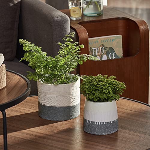 LA JOLIE MUSE Ceramic Plant Pots, Flower Pots for Indoor Plants, Set of 2 - color: Slate Gray & Ivory