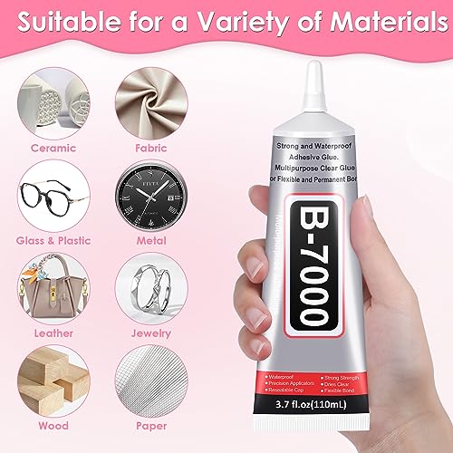 B-7000 Rhinestones Craft Glue, 110ML Clear Adhesive with Precision Tips for DIY Art, Fabric, Cell Phones, Metal, Jewelry Making - style: 1 x 110ml