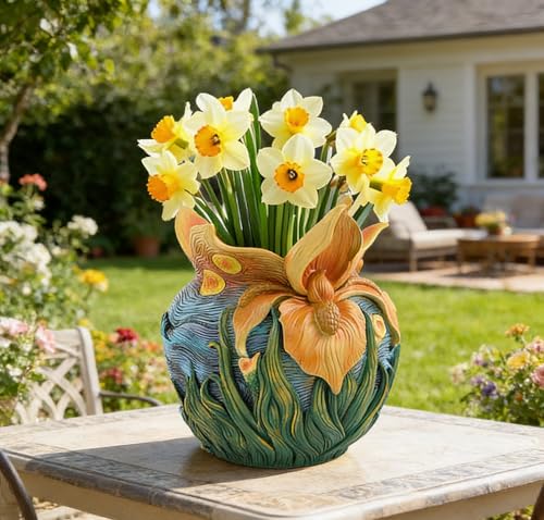 Colorful Abstract Resin Flower Pots Van Gogh Starry Night Unique Plant Pots - color: Starry Night Flowers