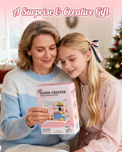ROBOTIME Super Creator Kits, Miniature Kitchen Kit, DIY Plastic House Building Toy Set, Tiny Kitchen Making Kit Model Craft Hobby Unique Gift (Homely Baking Kitchen) ﻿ - color: Homely Baking Kitchen