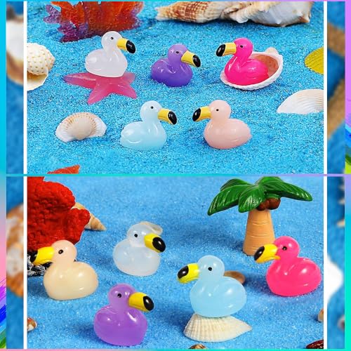 50Pcs Mini Flamingo Figurines, Multi-Color Resin Animal Decor for Fairy Garden, Plant Pot, Cake Topper, DIY Crafts, Pool Party, Home & Micro Landscape Decor - style: 50PCS Flamingos
