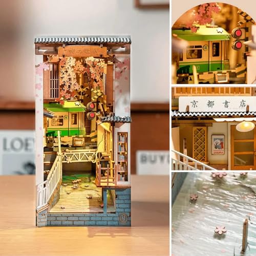 Rolife DIY Book Nook Kit Sakura Densya, DIY Miniature Booknook Kit Creative Decorative Bookend Bookshelf Insert 3D Puzzles for Adults, Halloween/Christmas Decorations/Gifts for Adults (Sakura Densya) - color: Sakura Densya