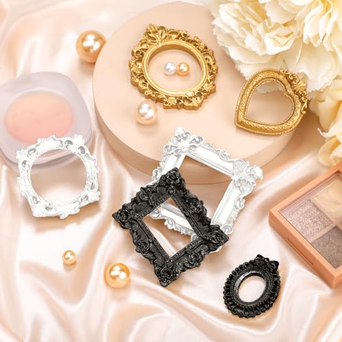 Remerry 12 Pcs Mini Picture Frames Vintage Resin DIY,Gold, Black, White - color: Gold, Black, White
