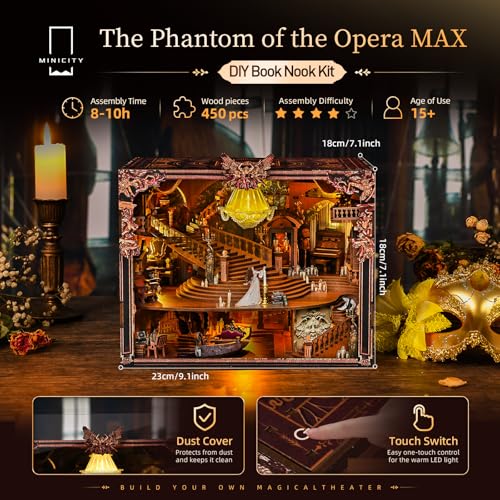 MiniCity Phantom of the Opera DIY Book Nook Kit for Adult, 3D Wooden Puzzle