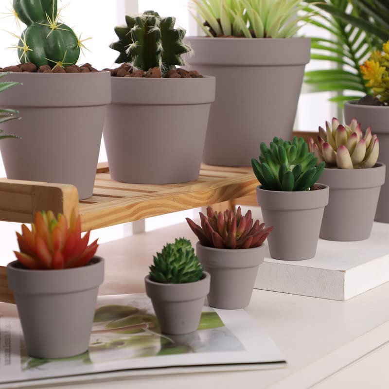 Yishang 1.9 Inch Tiny Grey Terracotta Pots Pack of 36-Small Mini White Clay Pots with Drainage Holes Flower Nursery Terra Cotta Planter for Tiny Cactus,Herb,Succulent Plants,Crafts - color: Gray