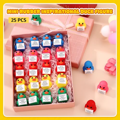 Gejoy 25 Pcs Mini Rubber Bright Duck Toys Positive Mini Ducks Figures - style: Bright Duck