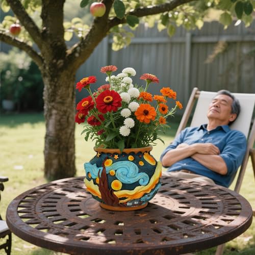 Starry Night Planters for Indoor Plants - 5.4inch Unique Flower Pot - color: Colour-b
