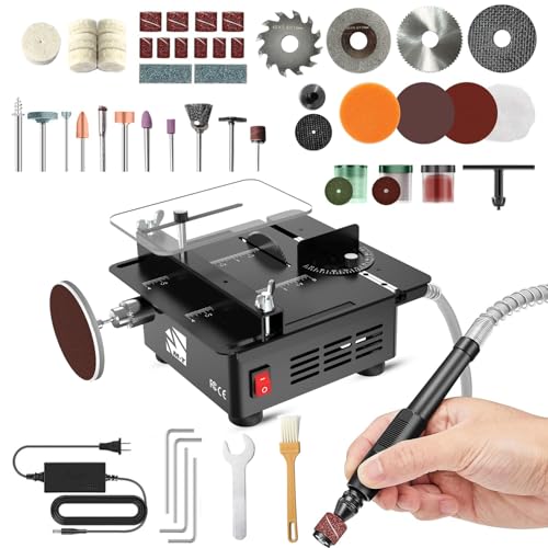 M-T Mini Table Saw for Crafts 7-Speed Hobby Saw 4 Blades Wood PCB Acrylic Cutting