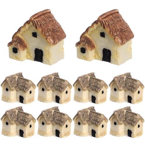 BESPORTBLE Mini House Ornament Set House Model Micro Landscaping Decor 12 pcs Miniature Village Houses for Garden Patio Yard Balcony Fairy Garden Scene Layout