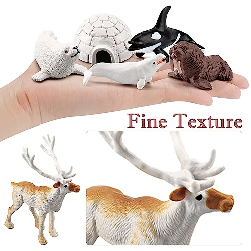10 PCS Arctic Animals Figures, Polar Animals Figurines for Diorama School Project, Arctic Tundra Animal Toys Set with Polar Bear Deer Arcitc Fox Wolf - style: 10PCS