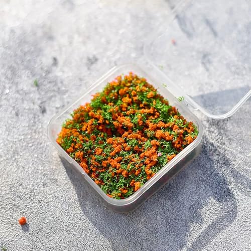 Miniature Tree Powder & Static Grass Flock with 2.17x2.17x0.8in Box, Realistic Model Turf for DIY Micro Landscape, Diorama Scenery, Fairy Garden, Model Railroad & Miniature Craft Projects.Orange - color: Orange