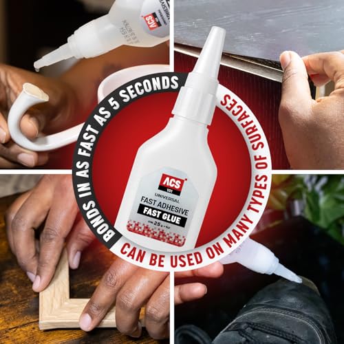 ACS Universal Thin Glue 1oz (25g) - Ultra-Fast Drying Fast Glue Gel for Wood, Leather, Rubber, Plastic & More - Precision Low Viscosity Adhesive - size: Fast Glue Gel