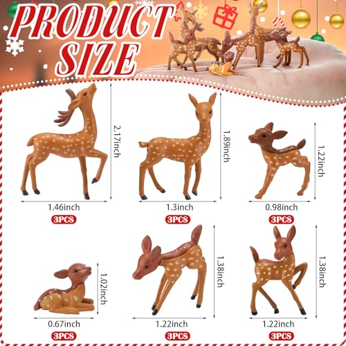 Sawysine 18 Pcs Miniature Deer Figurines Woodland Animals Set for Crafts