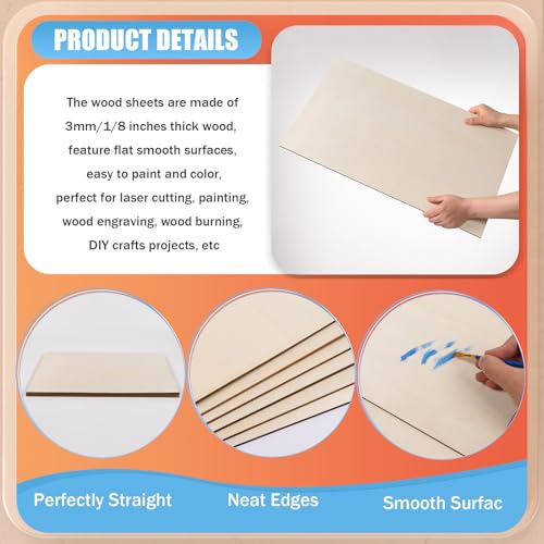 AWIZOM 6 Pack Basswood Sheets for Crafts-18 x 24 x 1/8 Inch- 3mm Thick Plywood Sheets with Smooth Surfaces Unfinished Wood Boards for Laser Cutting, Wood Burning, Architectural Models, Staining - size: 18 x 24 x 1/8 Inch