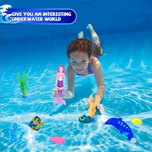 24 Pcs Diving Pool Toys for Kids Ages 3-12 Set with Storage Bag - style: Mermaid Set -23 Pack