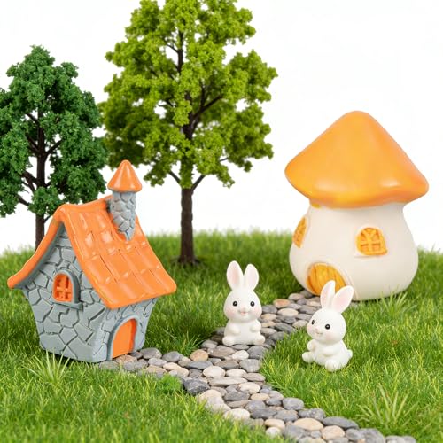 Miniature Fairy Garden Houses, 12Pcs Resin Mini Cottage Figurines