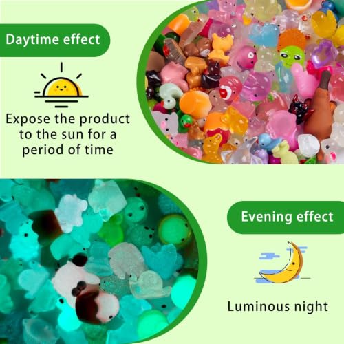 160pcs Mini Resin Animals Different 160 Styles Variety Tiny Small Animals Figure to Hide Luminous Glow in The Dark for Garden Dollhouse DIY Craft Decor Small Plastic Miniature Crafts Decor Aquarium