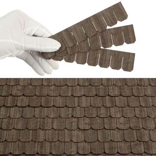 Miniature Roof Shingle Strips for 1:12 Scale Dollhouse Roofing - color: Dark Olive Weathered