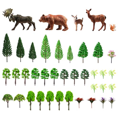 40PCS Woodland Animals Figures Model Trees Cake Toppers for Decorations