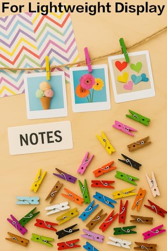 LWR CRAFTS Wooden Mini Clothespins 15 Colors 100 Per Pack 1" 2.5cm (All) - color: Multicolor