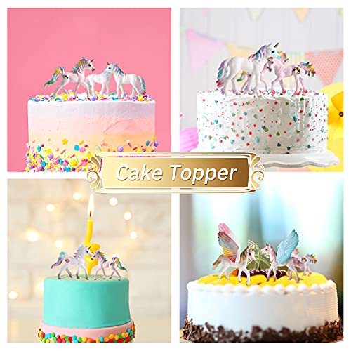 Jetec 8 Pcs Unicorn Toy Cake Toppers Flying Horse Figurines Party