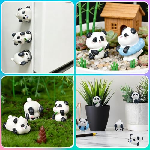 14PCS Mini Resin Panda Figurines Cute Miniature Panda Figurines for Fridge Magnets, DIY Crafts, Cake Decorating, Planter Accents, Panda Party Favors, and Home Display - style: 19PCS Resin Panda
