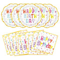 100Pcs Happy Birthday Colorful Polka Dots Party Supplies Serve 50 - style: Confetti Birthday Plates