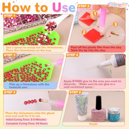 TINKRSTUFF 36000Pcs Silver Rhinestones Bedazzling Kit - color: Silver Clear, size: Large Pack with Glue