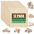 12 Pack Basswood Sheets 1/8x12x12 Inch for Crafts,Unfinished Wood for Laser Cutting & Engraving,Wood Burining,Plywood for Architectural Models. - size: 12P 12x12x1/8in