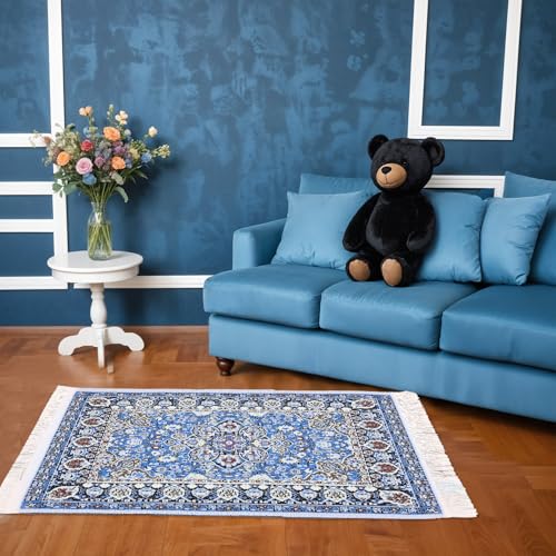 Kifmurase Dollhouse Rug 2Pcs, Miniature Accessories 1:12 Blue, Yellow