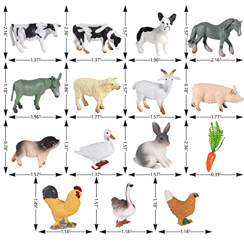 SIENON 15Pcs Farm Animal Figures Toys Realistic Mini Farm Animal Figurines, Farm Barn Animals Playset, Miniature Farm Animal Cake Topper Ornaments for Easter Egg Fillers Birthday Animals Theme Party - size: 15 Pieces Mini Farm Animals