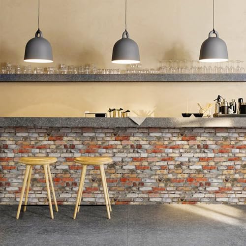 16 PCS Miniature Mini House Floor Tiles Self Adhesive Floor Tiles Faux 3D Brick Wall Paper Sticker for Mini House Decoration, 3.94 Inch, Red Brick B - color: Red Brick B