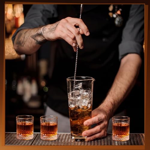 Meanplan 24 Pcs Mini Whiskey Tasting Set - 3.4oz Heavy Base Crystal Rocks Glasses - Vintage Engraved Small Bourbon & Whiskey Tasters for Bar, Parties, and Flight Samplings(Sparkle) - style: Sparkle