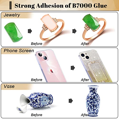 B7000 Glue Clear Adhesive, Jewelry Bead B-7000 Glue Semi Fluid Adhesive Glue High Viscosity with Precise Tips for Rhinestones Fabric, Glass, Jewelry Making, DIY Art Crafts, Leather, Toys (2x25ML) - color: 2 x25 ML/ 2.1fl oz