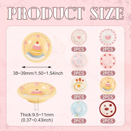 FASHEWELRY 16Pcs Cute Dollhouse Cake Plates Resin Miniature Playhouse Dishes 38mm Kitchen Tableware Models Display Ornaments for Micro Landscape Decoration Garden Home Party Decor - color: 8 Colors-round Plates