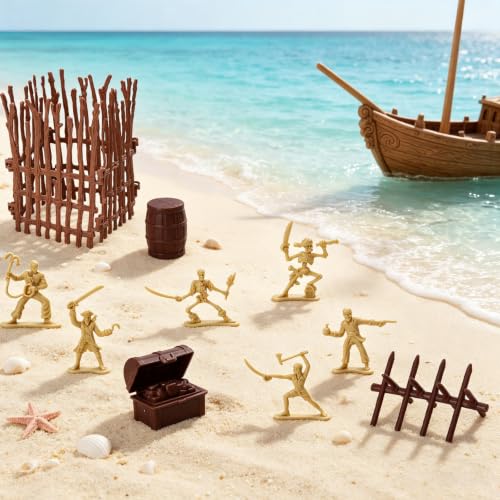 ONEST 32 Pieces Pirate Action Figures Playset Pirate Party Favors Table Decorations - style: 32 Pieces