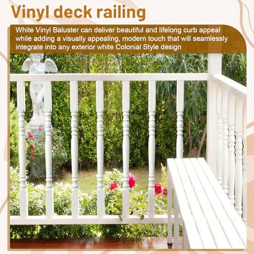 Yaocom Vinyl Railing Spindles, 1 1/2" Sq X 32", Vinyl Railing, 9 Pack - size: 1 1/2" Sq X 32"