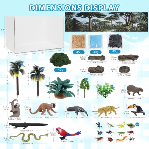 DZrudun Rainforest Diorama Kit, Large Diorama Box and 52Pc Diorama Supplies - color: Rainforest Diorama kit