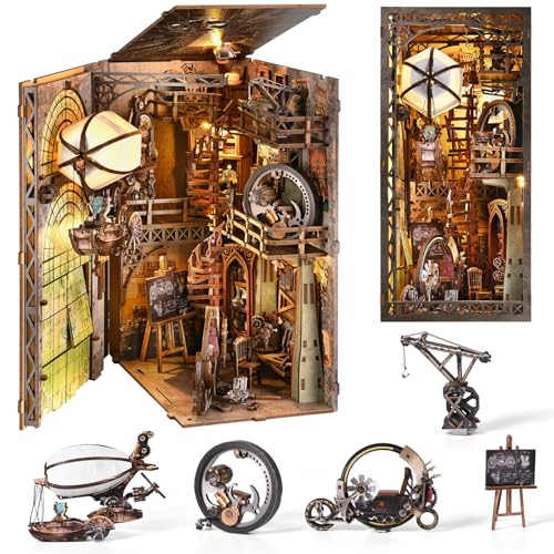 TOYQI Book Nook Kit for Adult, DIY Miniature Dollhouse Kit, Airship Model - color: Uncle's Warehouse