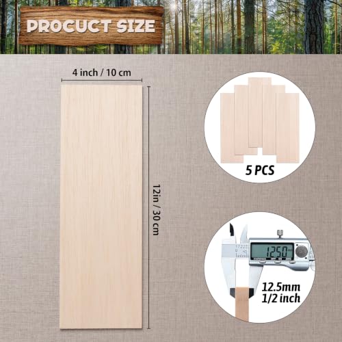 Balsa Wood Sheets 1/2" Thick, 5 PCS 12" x 4" Wooden Pieces for Crafts - size: 12″x4″x1/2″ - 5PCS