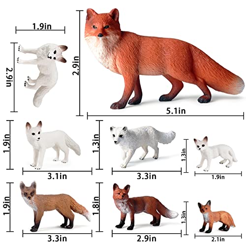 SIENON 8Pcs Mini Fox Animals Figures Woodland Toys Set - color: 8pcs Fox Toy Figures
