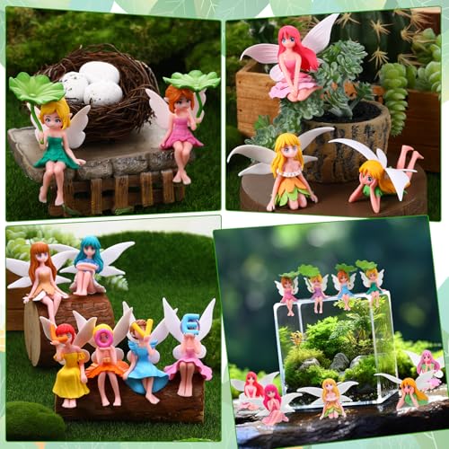16 Pcs Miniature Fairy Figurines, Small Flower Fairies Lotus Leaf - size: 3.42*2.24 inch